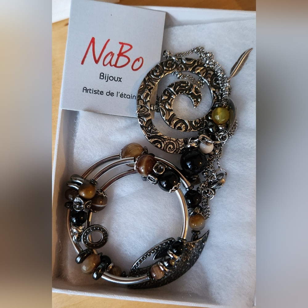 Silver and Black Pendant Necklace